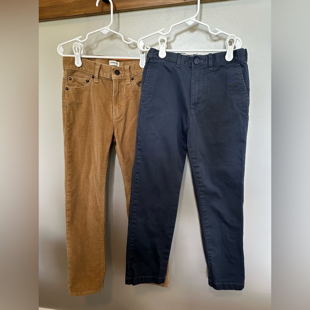 Lot 2 Boy J.CREW Crewcuts Pants- khaki corduroy Size 8 and navy Size 8 Slim